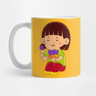 girl kids eating cake Mug